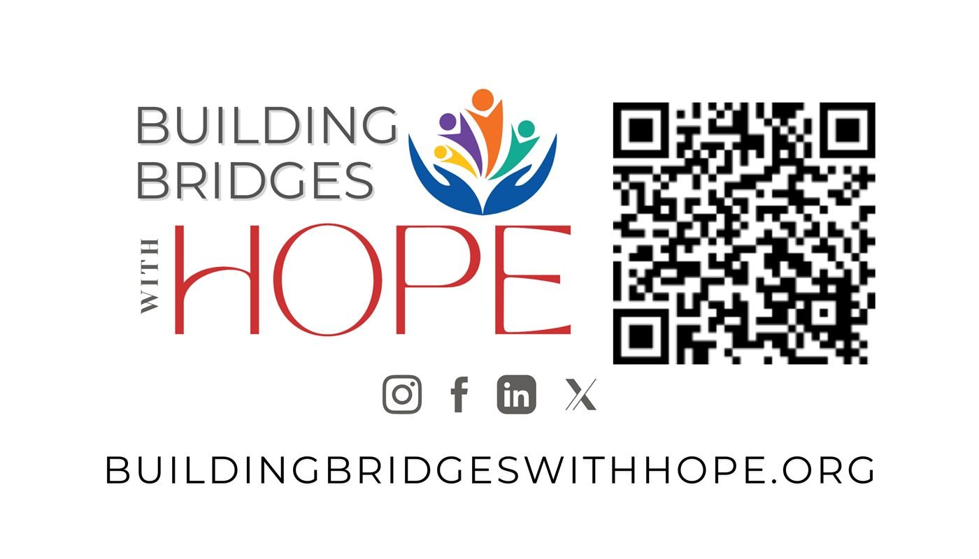 Building Bridges with Hope — Logo card with QR and socials