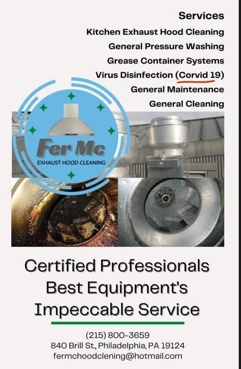 Fer Mc Exhaust Hood Cleaning & VIP Renovation — Fer Mc services flyer