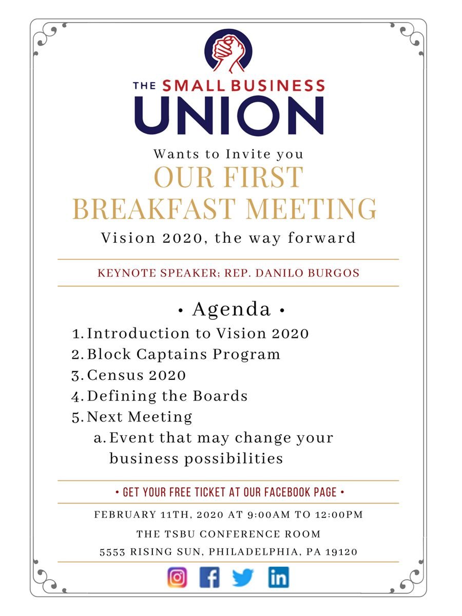 The Small Business Union — Breakfast meeting invitation